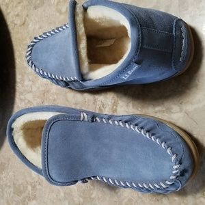 L.L. Bean Wicked Good Suede Moccasin Slipper Boot Moc Blue Size 8